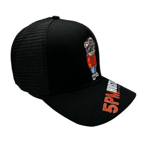 Embroidered Bear With Distressed Graphics Classic Trucker Cap